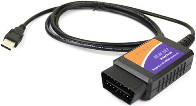 Câble USB OBDII, connecteur USB de Voiture V1.5 OBDII Scanner d'interface  de câble de Diagnostic