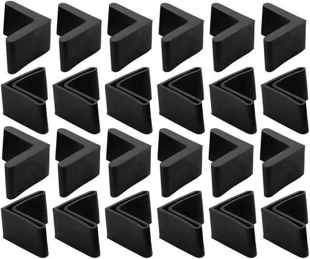 Main image of Furniture Angle Iron Foot Pads L Shaped Rubber Leg Covers Protectors 30 x 30mm 24 Pcs Black