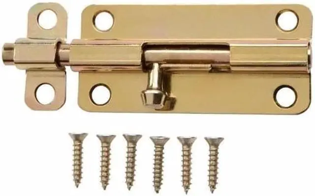 Alt view image 2 of 2 - Ultra Hardware, 06070, 4" Polished Brass Standard Duty Long Throw Barrel Bolt