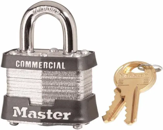 Main image of Heavy Duty 1-1/2" Lam Steel Padlock Master Lock Padlocks 3KA-0464 071649316104