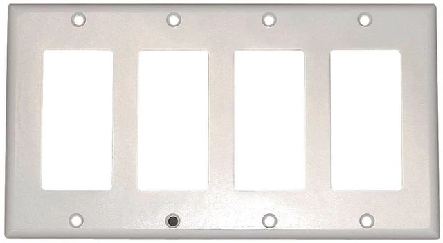 Alt view image 6 of 7 - Leviton 80412-W Decora Wallplate, 4-Gang, Thermoset, White