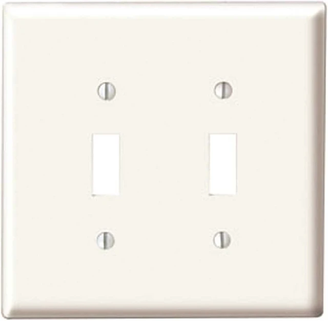 Alt view image 4 of 4 - Leviton 88009 White Two Gang Toggle Light Switch Wall Plate