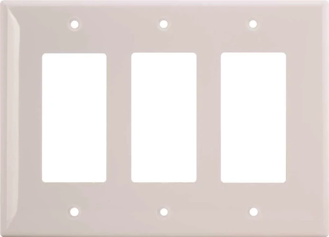 Alt view image 6 of 7 - Leviton 80411-W 3-Gang Decora-Style Wall Plate, White