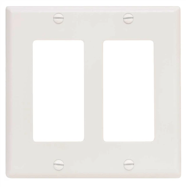Alt view image 6 of 7 - Leviton 80409-I Decora Wallplate, 2-Gang, Thermoset, Ivory