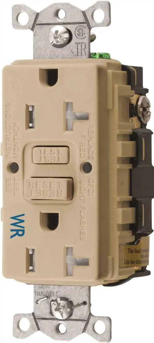 Alt view image 2 of 3 - HUBBELL WIRING DEVICE-KELLEMS GFRTW20I GFCI Receptacle, 20A, 125VAC, 5-20R,