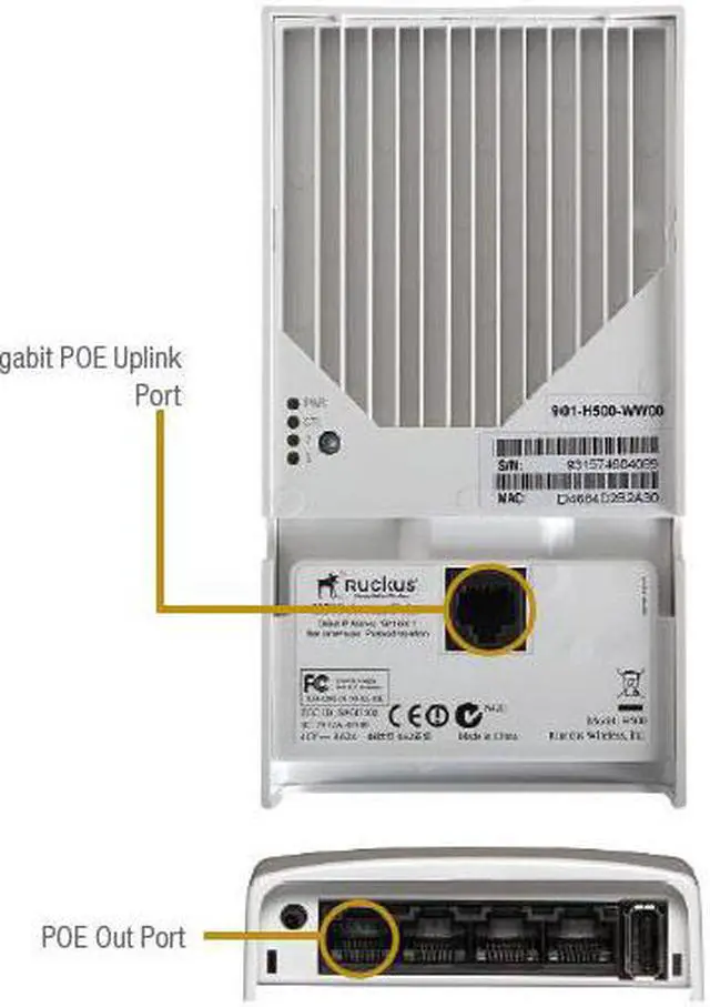 Alt view image 2 of 5 - Ruckus Wireless ZoneFlex H500 802.11ac dual-band concurrent 2.4 GHz & 5 GHz, Wired/Wireless Wall Switch, BeamFlex+, 1 GigaBit & 4 Fast Ethernet Access Ports, POE in/out (one port), USB.