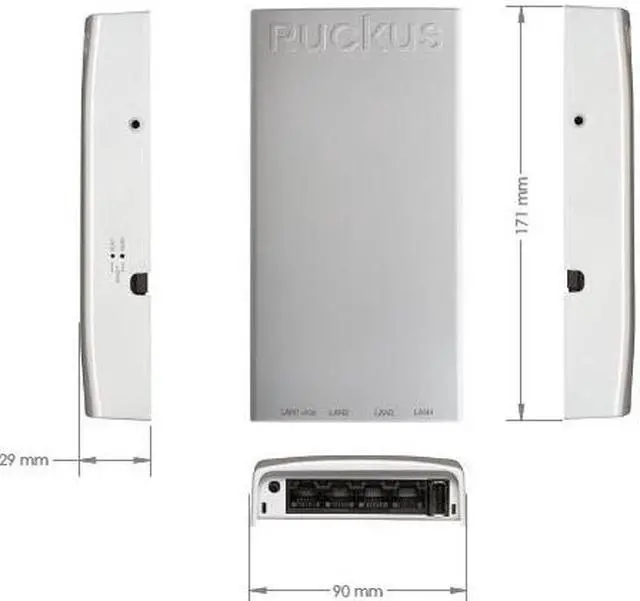 Alt view image 3 of 5 - Ruckus Wireless ZoneFlex H500 802.11ac dual-band concurrent 2.4 GHz & 5 GHz, Wired/Wireless Wall Switch, BeamFlex+, 1 GigaBit & 4 Fast Ethernet Access Ports, POE in/out (one port), USB.
