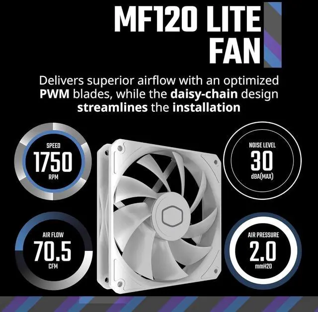 Alt view image 4 of 7 - Cooler Master MasterLiquid 360 Core II ARGB CPU AIO Liquid Cooler (White) (MLW-D36M-A18PA-RW)