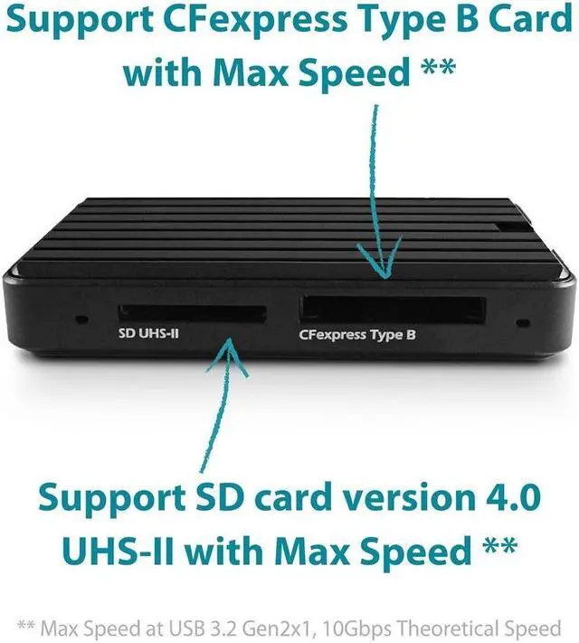 Alt view image 3 of 6 - Vantec USB 3.2 Gen2x1 CFexpress Type B And SD 4.0 UHS-II Dual LUN Card Reader