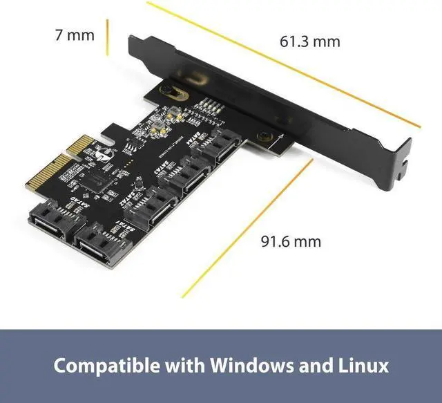 Alt view image 5 of 6 - Vantec 5-Port SATA III 6Gbps PCIe x4 Host Card