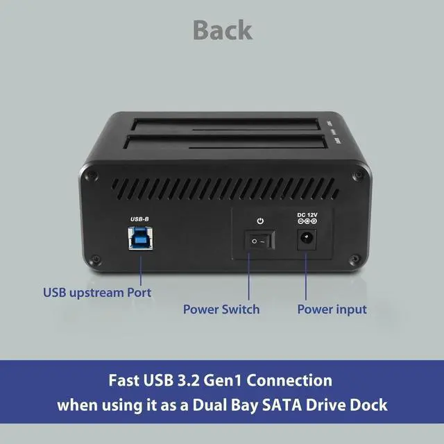 Alt view image 6 of 6 - Vantec NexStar JX Dual Bay 2.5in, 3.5in HDD and SSD Clone, Duplicator Dock