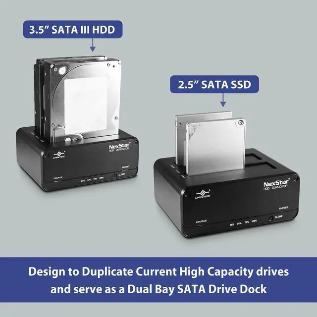 Alt view image 4 of 6 - Vantec NexStar JX Dual Bay 2.5in, 3.5in HDD and SSD Clone, Duplicator Dock