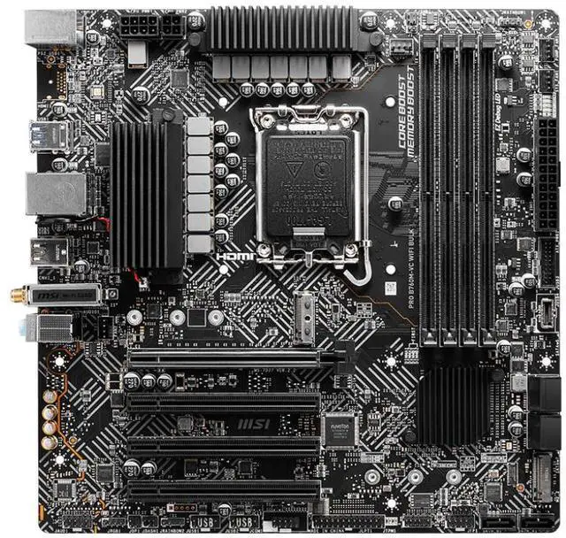 Main image of MSI B760M-VC WIFI BULK Gaming Desktop Motherboard - Intel B760 Chipset - Socket LGA-1700 - Micro ATX - 4x Memory Slots - Gigabit Ethernet - 2.5Gigabit Ethernet - IEEE 802.11 a/b/g/n/ac/ax - 6x SATA