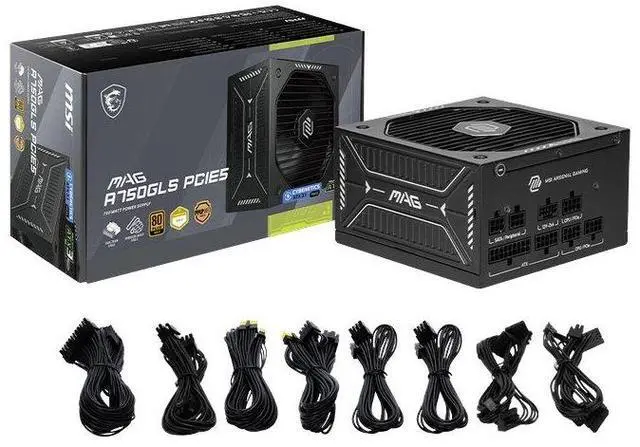 Alt view image 5 of 5 - MAG A750GLS PCIE5, USA, 750W, Fully-Modular, 80 Plus Gold, Bilingual Color Box, Solid wood pallet packing, 10Y Warranty