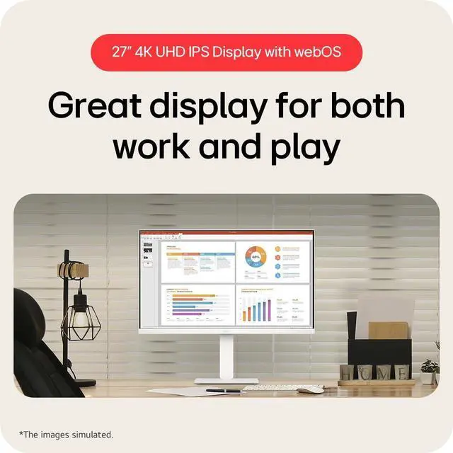 Alt view image 2 of 7 - LG 27 inch 4K UHD webOS Smart Monitor with USB Type-C PD 65W 27U730SA-W