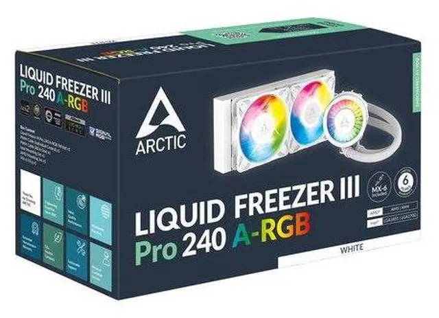 Alt view image 6 of 6 - Arctic Liquid Freezer III Pro 240 A-RGB AIO CPU Water Cooler (Intel & AMD), New Silent & Powerful VRM Fan, Improved Radiator, Efficient PWM Pump - WHITE (ACFRE00186A)