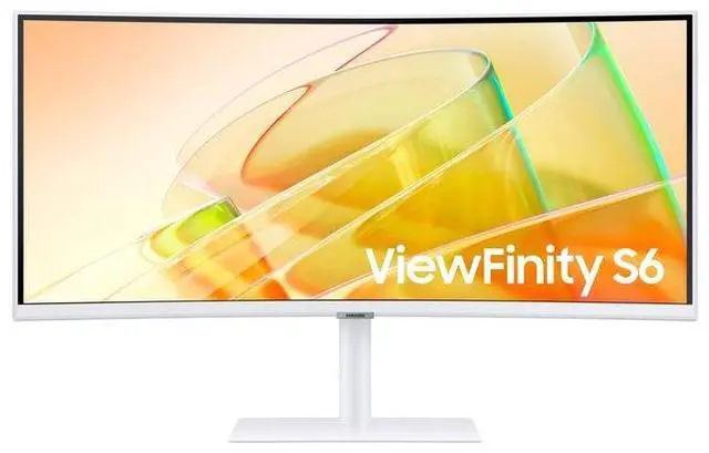 Main image of Open_Box - Samsung 34" ViewFinity S6 Curved LED VA Monitor, UWQHD 100Hz 5ms GTG, AMD FreeSync, HDR10, KVM, Speaker, GbE, USB 3.0 Hub - Warm White (LS34C650TANXGO)
