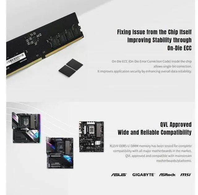 Alt view image 12 of 12 - KLEVV KD5AGUA80-56G460A DDR5 16GB (1x16GB) 5600MHz CL46 UDIMM SK Hynix A-Die Desktop Ram Memory 1.1V