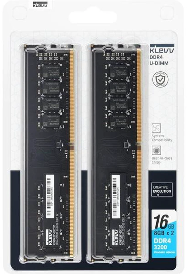 Alt view image 6 of 6 - KLEVV U-DIMM SK Hynix Chips DDR4 16GB (2x 8GB) Standard Desktop Memory Kit, 3200MHz 22-22-22-51 1.2V, 288-Pin, Unbuffered, Black (KD48GU880-32N220D)