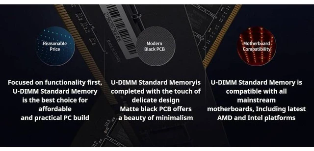 Alt view image 4 of 6 - KLEVV U-DIMM SK Hynix Chips DDR4 16GB (2x 8GB) Standard Desktop Memory Kit, 3200MHz 22-22-22-51 1.2V, 288-Pin, Unbuffered, Black (KD48GU880-32N220D)