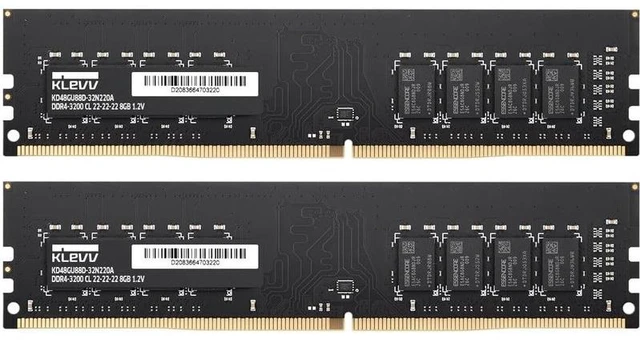 Main image of KLEVV U-DIMM SK Hynix Chips DDR4 16GB (2x 8GB) Standard Desktop Memory Kit, 3200MHz 22-22-22-51 1.2V, 288-Pin, Unbuffered, Black (KD48GU880-32N220D)
