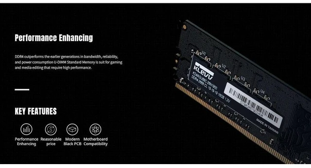 Alt view image 5 of 6 - KLEVV U-DIMM SK Hynix Chips DDR4 16GB (2x 8GB) Standard Desktop Memory Kit, 3200MHz 22-22-22-51 1.2V, 288-Pin, Unbuffered, Black (KD48GU880-32N220D)