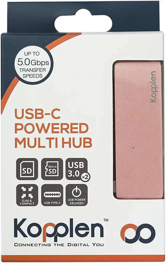 Alt view image 5 of 6 - KOPPLEN Type-C Hub with Power Delivery, 2 Super Speed USB 3.0 Ports, SD + Micro-SD Card Reader Support MacBook (2015) MacBooK Pro (2016) - (Rose Gold)