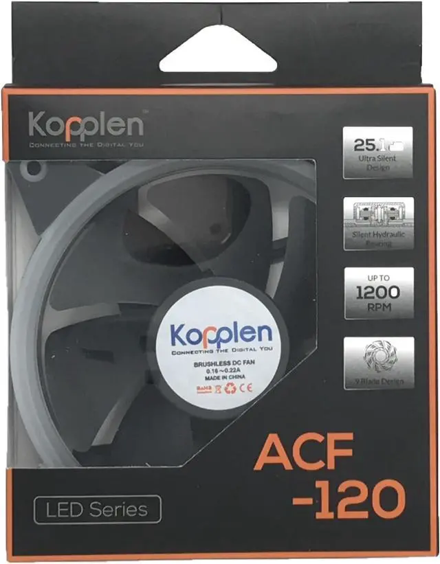 Alt view image 3 of 3 - Kopplen 120mm (PRO) Green LED High Silence Hydraulic Bearing Reinforced Case Fan