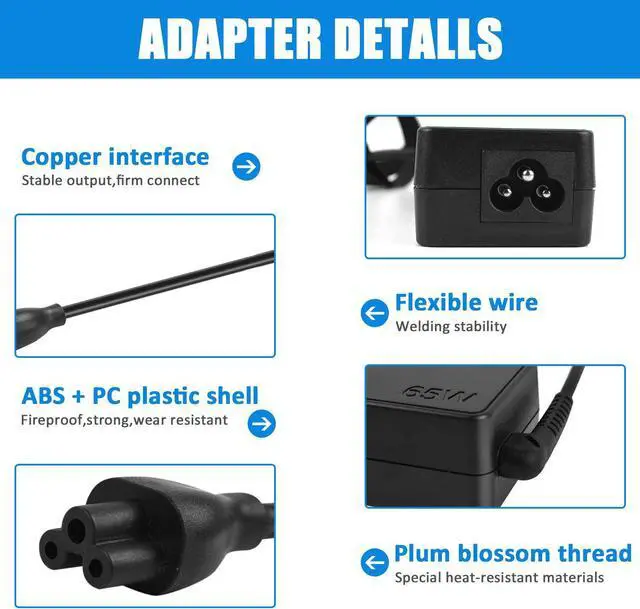 Alt view image 3 of 4 - USB Type C AC Adapter Compatible for 45W Yoga 910-13,Yoga C630, 4X20M26252,Yoga 720-13,Chromebook S330 and C330, GX20N20876 Adapter Power Supply Cord by HXHTEC