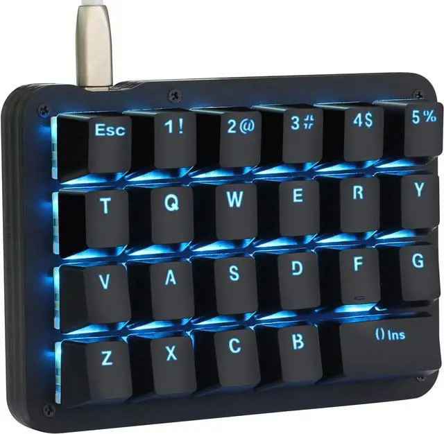 Main image of Koolertron One Handed Macro Mechanical Keyboard, Blue LED Backlit Portable Mini One-Handed Mechanical Gaming Keypad 23 Fully Programmable Keys Red Switches (Blue Backlit/Red switches)