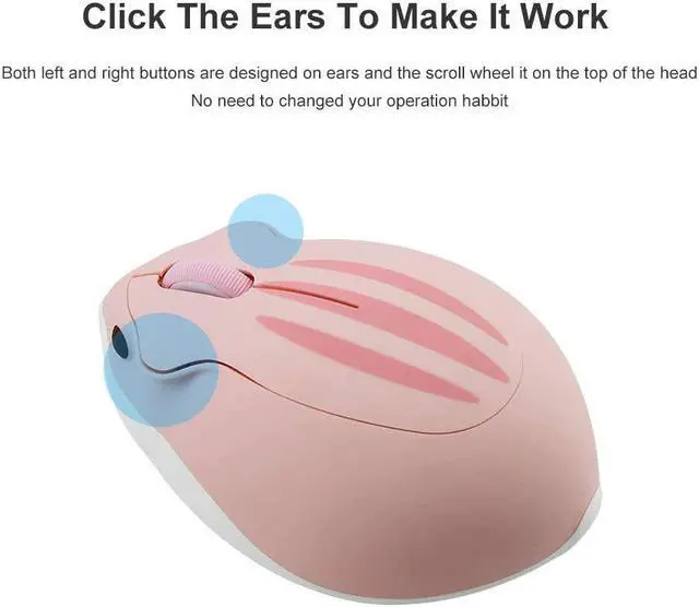 Alt view image 6 of 7 - 2.4GHz Wireless Mouse Cute Hamster Shape Less Noice Portable Mobile Optical 1200DPI USB Mice Cordless Mouse for PC Laptop Computer Notebook MacBook Kids Girl Men Women Adults Gift (Pink)