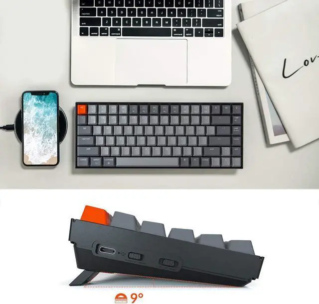 Alt view image 3 of 7 - K2 75% Layout Bluetooth Wireless Mechanical Gaming Keyboard with Gateron G Pro Brown Switch/White LED Backlit/USB C/Anti Ghosting/N-Key Rollover, 84 Keys, for Mac Windows-Version 2