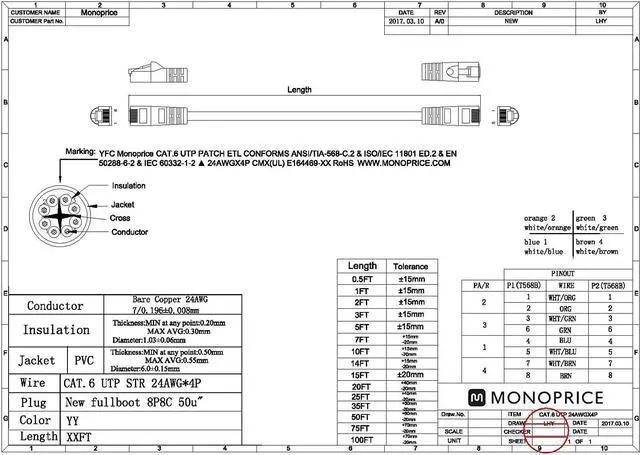 Alt view image 9 of 15 - Monoprice Cat6 Ethernet Patch Cable - 0.5 Feet - White | Network Internet Cord - RJ45, Stranded, 550Mhz, UTP, Pure Bare Copper Wire, 24AWG