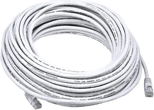 Alt view image 5 of 14 - Monoprice Cat6 Ethernet Patch Cable - 75 Feet - White | Network Internet Cord - RJ45, Stranded, 550Mhz, UTP, Pure Bare Copper Wire, 24AWG