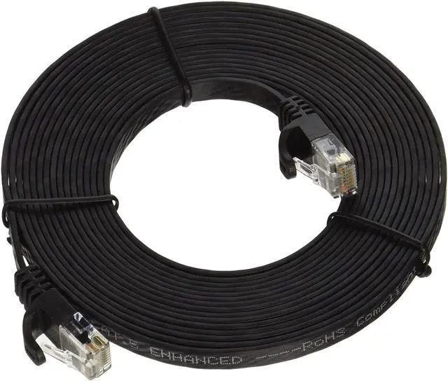 Alt view image 4 of 19 - Monoprice Cat5e Ethernet Patch Cable - 14 Feet - Black | Network Internet Cord - RJ45, Flat,Stranded, 350Mhz, UTP, Pure Bare Copper Wire, 30AWG