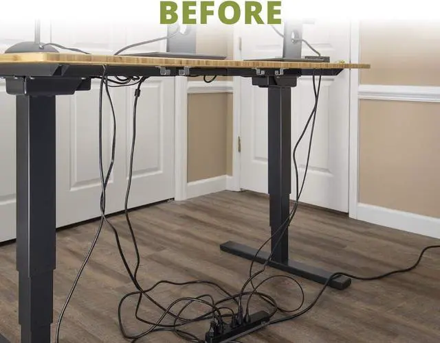 Alt view image 3 of 7 - Ergo Mesh Cable Manager, Ergonomic Cord Organizer for Height Adjustable Desks (Black)
