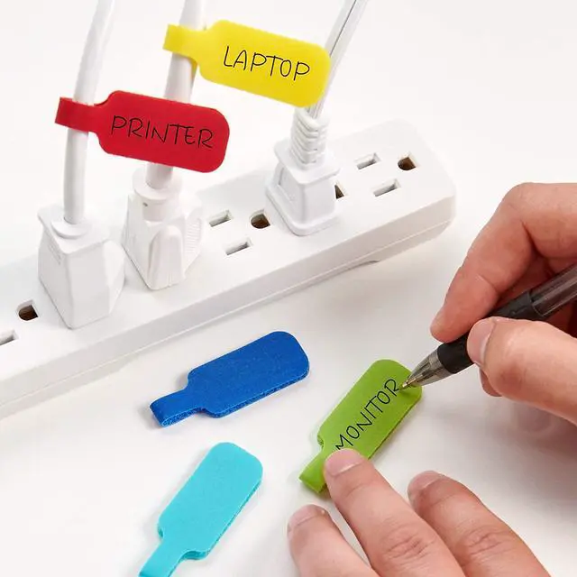 Alt view image 4 of 6 - - Cable Labels Medium Multi-Color (30-Pack) Write On Cord Tags for Wire Management and Identification