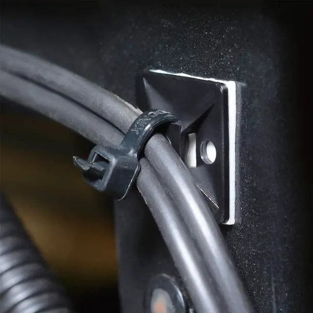 Alt view image 4 of 7 - 3/4 Strong Back-Glue Self Adhesive Black Cable Zip Tie Mounts 100pcs with 8 Zip Ties Screws UV Protection Outdoor Sticky Wire Fasteners Cable Clips Management Anchors Organizer Holders Squares