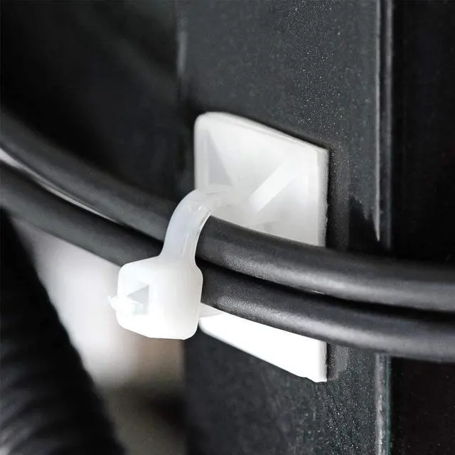 Alt view image 3 of 6 - 3/4  Strong White Cable Zip Tie Mounts 100 Pcs with 8  Zip Ties and Screws, Outdoor Sticky Cable Clips Self Adhesive Wire Cable Clips Management Anchors Organizer Holders Squares100 PCS