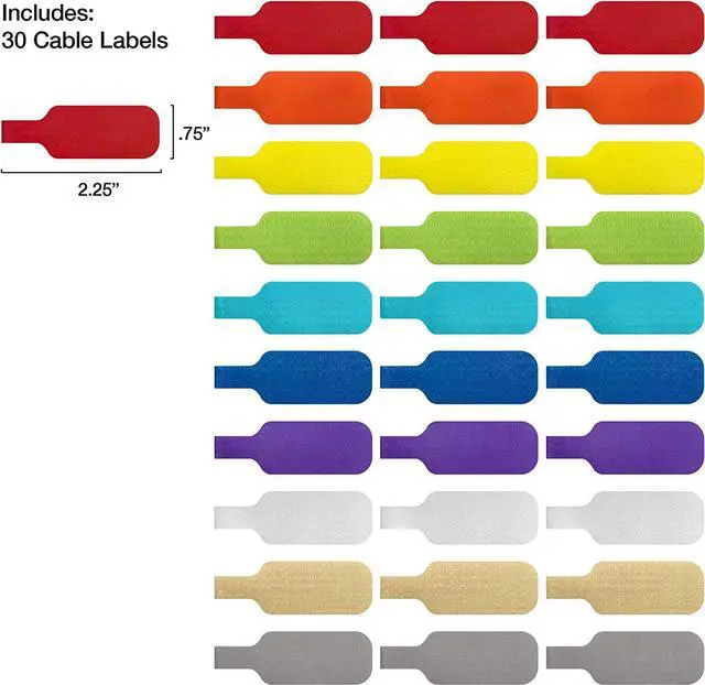 Alt view image 3 of 6 - - Cable Labels Medium Multi-Color (30-Pack) Write On Cord Tags for Wire Management and Identification