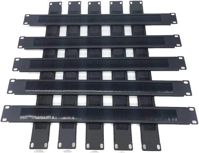 Alt view image 3 of 7 - 10 Pack 1U Horizontal Rack Mount Cable Management Panel with Cable Entry Brush for 19-Inch Rack Or Cabinet Black (1UCMB1U10PC)