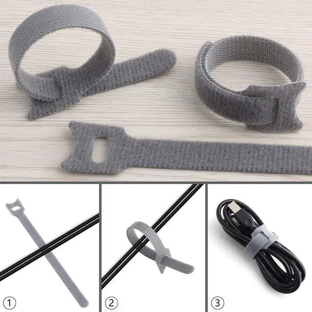 Alt view image 6 of 7 - 60pcs Fastening Microfiber Cloth Cable Ties Wire Management (6/7/8 Inch, Grey) (Pack of 4)