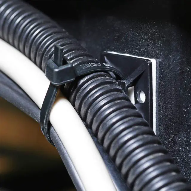 Alt view image 5 of 7 - 3/4 Strong Back-Glue Self Adhesive Black Cable Zip Tie Mounts 100pcs with 8 Zip Ties Screws UV Protection Outdoor Sticky Wire Fasteners Cable Clips Management Anchors Organizer Holders Squares