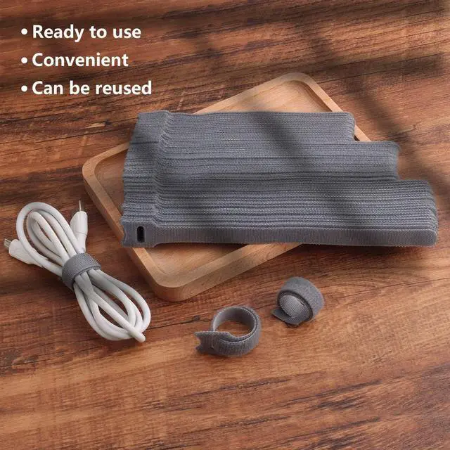 Alt view image 5 of 7 - 60pcs Fastening Microfiber Cloth Cable Ties Wire Management (6/7/8 Inch, Grey) (Pack of 4)