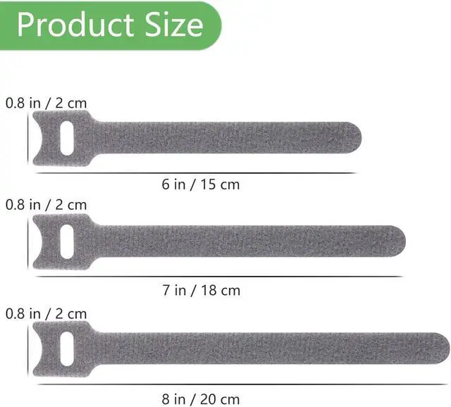 Alt view image 2 of 7 - 60pcs Fastening Microfiber Cloth Cable Ties Wire Management (6/7/8 Inch, Grey) (Pack of 4)