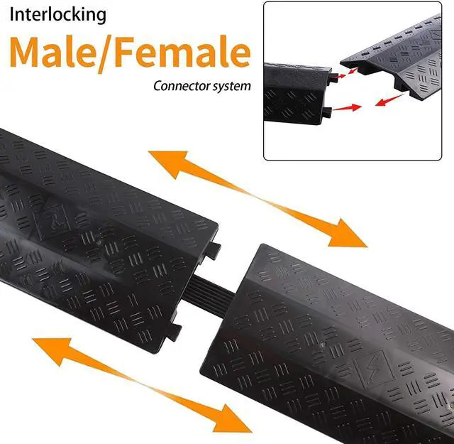 Alt view image 6 of 6 - Medium 2 Pack - Floor Cord Cover Cord Protector Drop Over Drop Trak Cable Ramp for Office Warehouse - Black