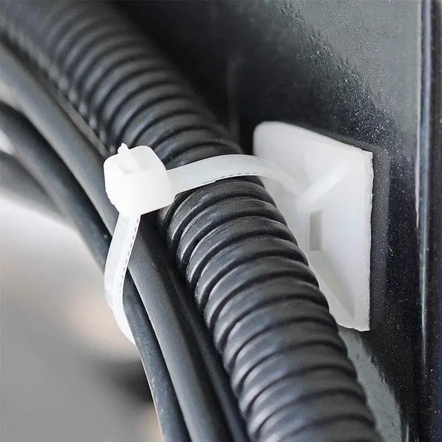 Alt view image 4 of 6 - 3/4  Strong White Cable Zip Tie Mounts 100 Pcs with 8  Zip Ties and Screws, Outdoor Sticky Cable Clips Self Adhesive Wire Cable Clips Management Anchors Organizer Holders Squares100 PCS