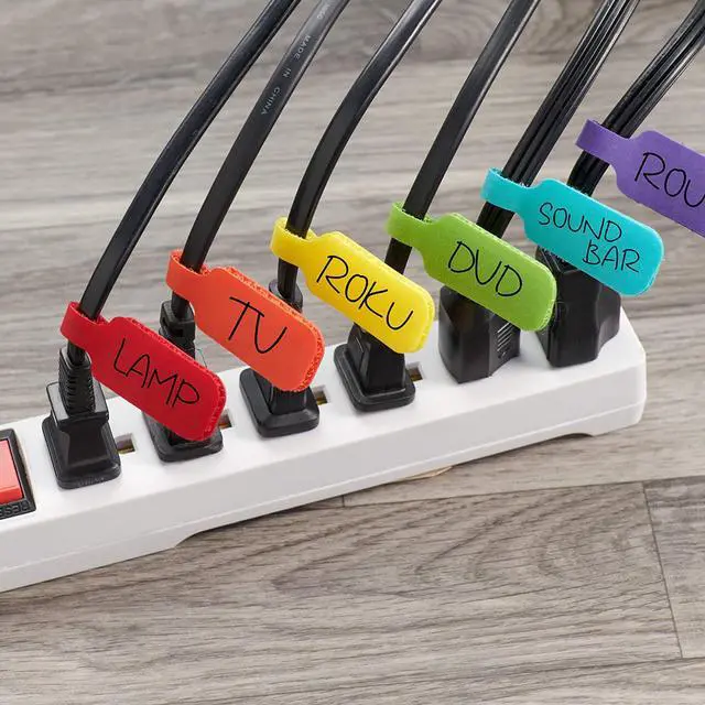 Alt view image 2 of 6 - - Cable Labels Medium Multi-Color (30-Pack) Write On Cord Tags for Wire Management and Identification
