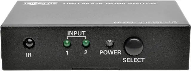 Alt view image 3 of 4 - Tripp Lite 2-Port HDMI Switch for Video and Audio, 4K x 2K UHD @ 60 Hz (HDMI F/2xF) with Remote Control (B119-002-UHD),BLACK