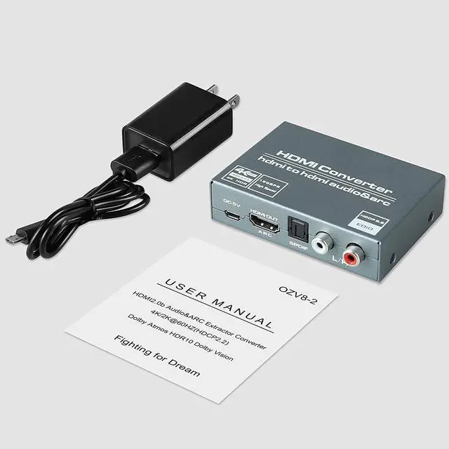 Alt view image 7 of 7 - 4K@60HZ HDMI Audio Extractor, avedio links HDMI to HDMI with Optical TOSLINK SPDIF + 5.1/2CH + 3.5mm RCA R/L Audio Converter HDMI Audio Splitter Adapter Supports HDMI 2.0, HDCP 2.2, 18Gpbs for PS5